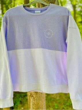 Columbia Colorblock Crewneck Fleece Lined Sweatshirt - Lavender & Purple